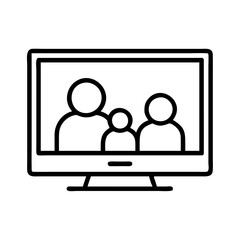 tv with family gathered around icon