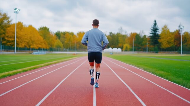 Prosthetic leg runner training for race day - Powered by Adobe