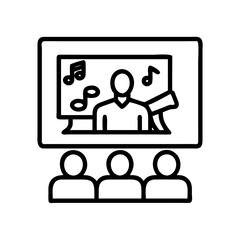 watching a concert on tv icon, watching a concert on tv line art - simple line art of watching a concert on tv, perfect for watching a concert on tv logos and icons and themed design