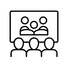 watching a comedy show icon, watching a comedy show line art - simple line art of watching a comedy show, perfect for watching a comedy show logos and icons and themed design