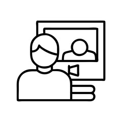 watching a documentary icon, watching a documentary line art - simple line art of watching a documentary, perfect for watching a documentary logos and icons and themed design