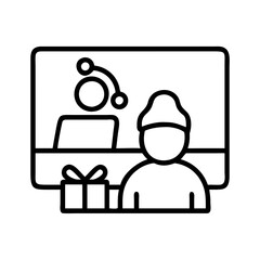 watching a holiday movie icon, watching a holiday movie line art - simple line art of watching a holiday movie, perfect for watching a holiday movie logos and icons and themed design