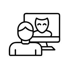 watching a drama series icon, watching a drama series line art - simple line art of watching a drama series, perfect for watching a drama series logos and icons and themed design