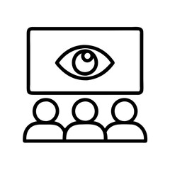 watching tv on a projector icon, watching tv on a projector line art - simple line art of watching tv on a projector, perfect for watching tv on a projector logos and icons and themed design