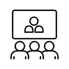 watching tv on a projector icon, watching tv on a projector line art - simple line art of watching tv on a projector, perfect for watching tv on a projector logos and icons and themed design