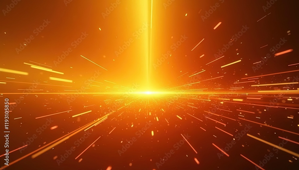 Poster Futuristic light beams and glowing trails in motion creating a tunnel effect with speed lines