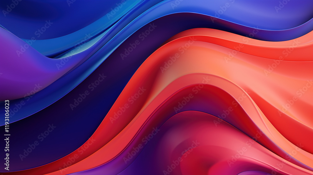 Poster vibrant abstract blue and purple waveform with fluid motion and colorful gradients
