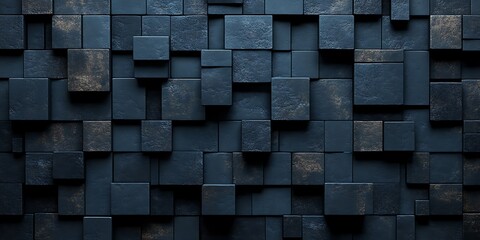 Dark blue cube wall texture background