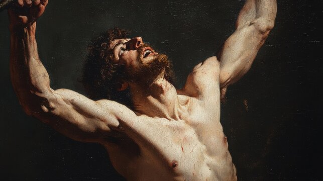 Epic battle of david and goliath religious dramatic lighting inspirational art dynamic perspective