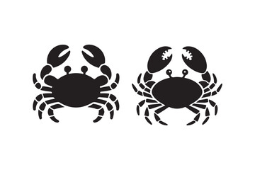 A crab silhouette is a simplified, solid-colored outline of a crab, highlighting its distinct features such as claws, legs, and shell. It is commonly used in logos, decorations, and artwork to symbol
