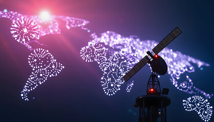Global starlink or gps satellite communication technology systems for a connected telecommunication digital world., Diffused lighting, with white tones