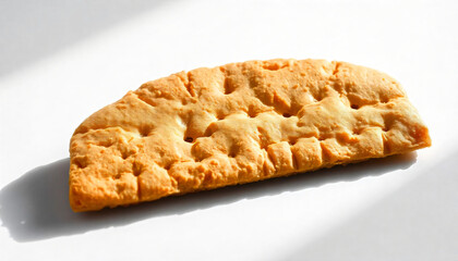 Golden Brown Cracker Biscuit Half Moon Shaped Textured Surface Close Up Food Photography