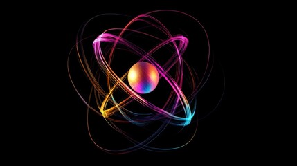 A 3D illustration of a hydrogen atom, with a single proton at the nucleus and a single electron in orbit.
