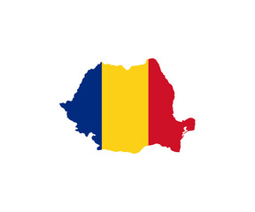 Map of Romania with National Flag icon. Romania map vector design and illustration.

