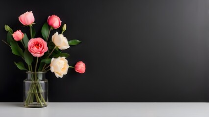 Naklejka premium banner with empty space Without Text, Mother Day theme minimalist black background