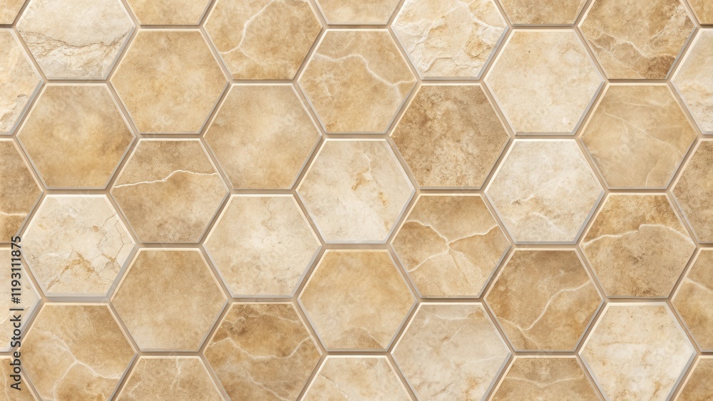 Aufkleber beige hexagonal tile pattern for interior design projects
