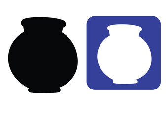 Cute cartoon hand drawn vector ceramic pot  icons silhouette.