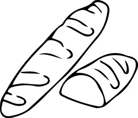 The baguette icon. Simple graphic design in 2D format. A template highlighted on a white background.