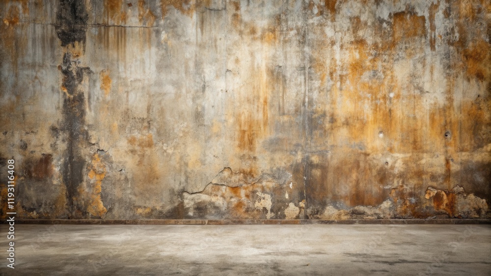 Poster aged concrete wall with weathered texture and empty floor