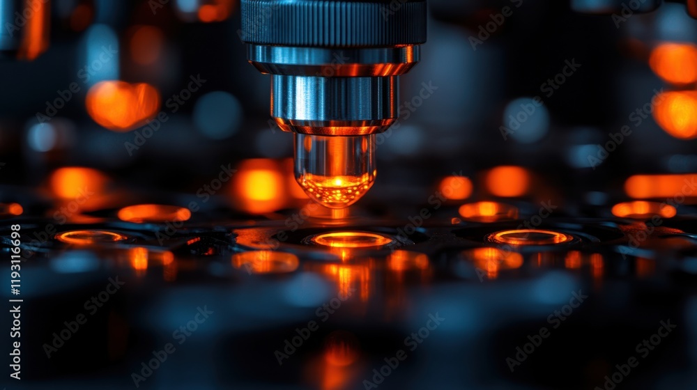 Poster detailed close-up of a precision instrument in a laboratory setting, showcasing advanced technology 
