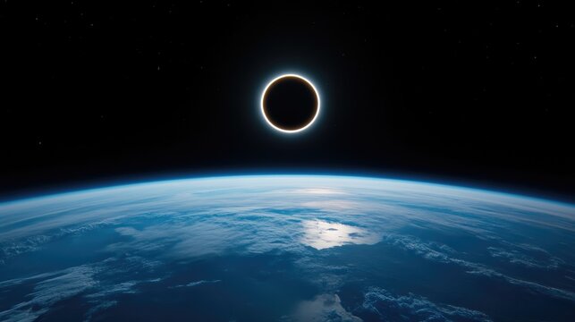 The Moon's Shadow Over Earth During Solar Eclipse