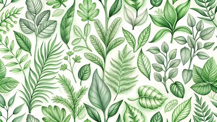 Fototapeta premium seamless pattern with green leaves