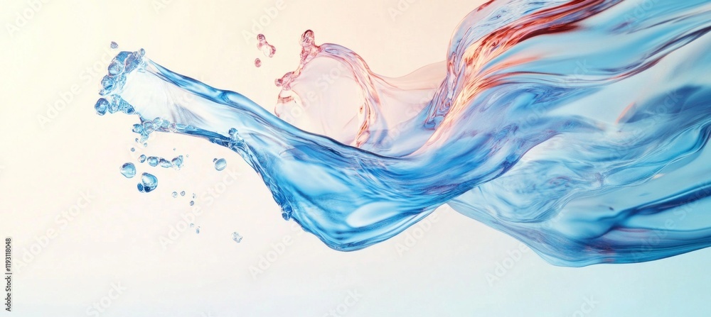 Poster transparent splashing water wave on gradient background