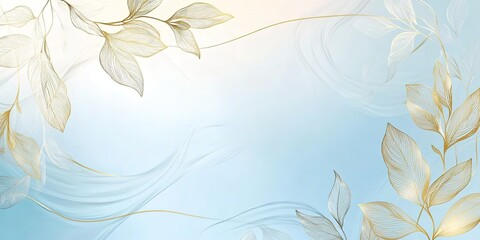 Minimal background with golden flowers for wedding invitation or cards