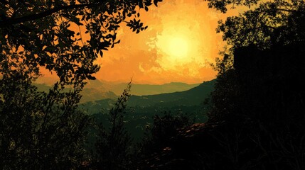 Fototapeta premium sunset in the mountains