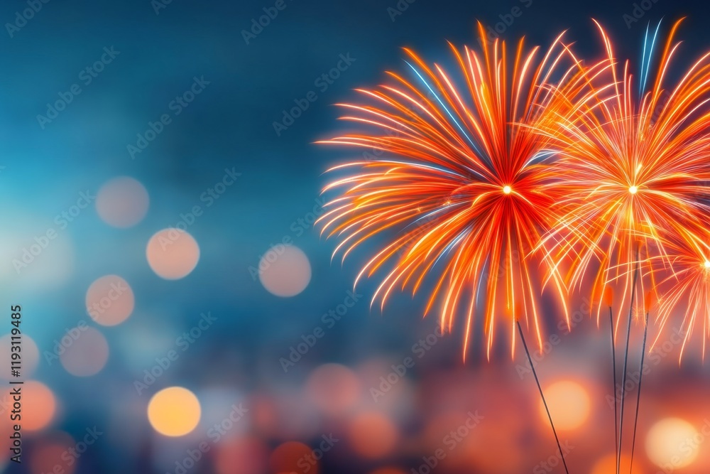 Aufkleber A clean vector design of fireworks with curved trails and soft, glowing edges, suitable for festive web graphics