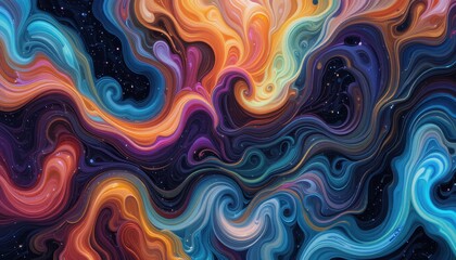 Obraz premium Abstract Swirling Cosmic Paint Nebula Artwork