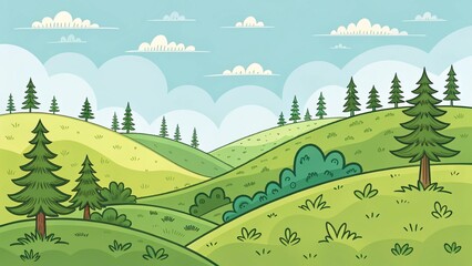 Obraz premium Cartoon landscape background images concept