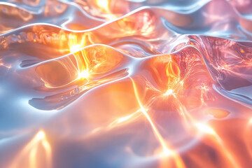 Prismatic Light Reflections on Glass Surface with Soft Pastel Beams Creating an Ethereal, Crystal-Clear Effect