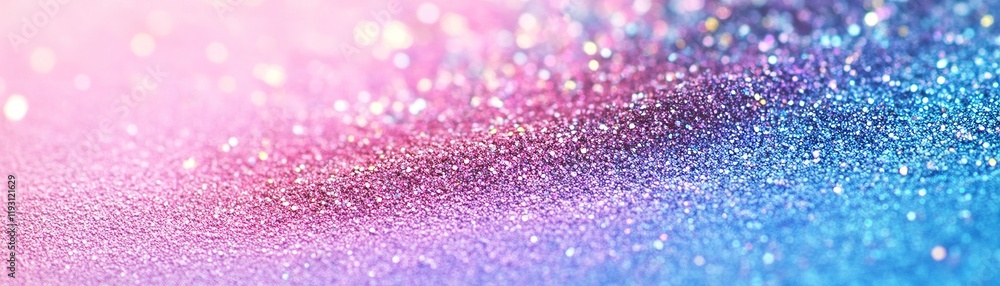 Poster scattered glittery eyeshadow pigments in pastel shades create a magical and playful abstract backgro