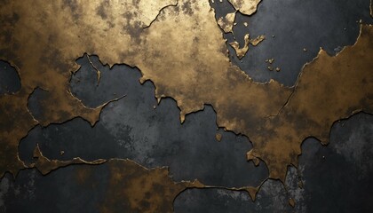 Distressed industrial dark gold metallic surface with weathered details