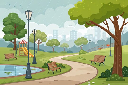 Cartoon landscape background images concept