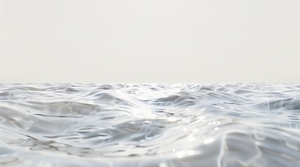 A serene depiction of flowing water with soft glowing edges, symbolizing renewal and purity, on a pristine white background. The ripples add a dynamic effect.