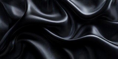 Fototapeta premium Dark silk fabric, luxurious folds, abstract background, design texture