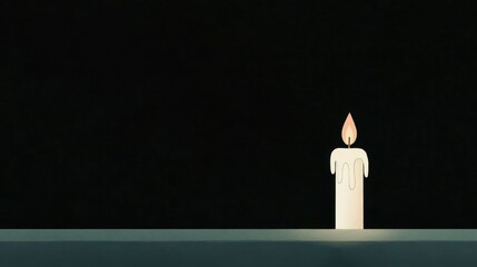 A Calm and Serene Candle Burning Steadily, Casting a Soft Glow in a Dark Background