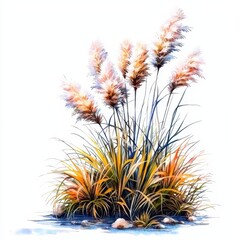 Vibrant Pampas Grass Plant Growing in Lush Meadow with Bright Colors and Soft Texture