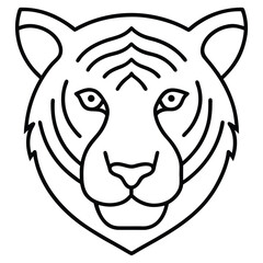 black and white minimalist tiger head line art Logo design vector illustration