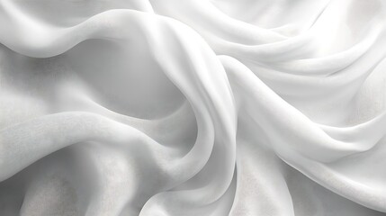 Obraz premium White silk fabric drapes, elegant folds, soft texture, background blur, textile design
