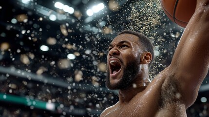 Man Holding Basketball in Action