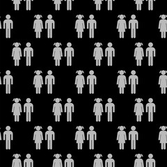 Boy and girl icon pattern seamless isolated on black background