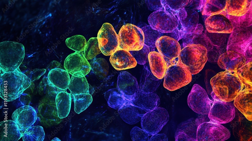 Aufkleber magnified view of vibrant viruses showcasing intricate structures and diverse colors in scientific e