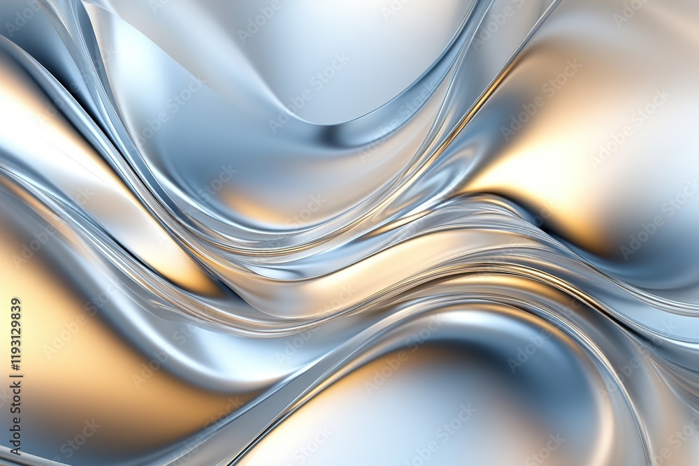 Poster elegant abstract design featuring a metallic background with a smooth gradient of gold and silver to