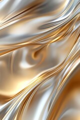 Luxurious abstract metallic background featuring a smooth gradient blend of polished gold and silver tones with soft light reflections