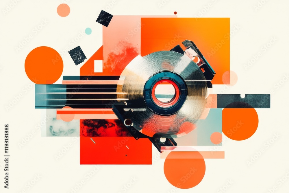 Poster A flat design of a VHS tape icon with simple labeling and bold, blocky shapes, symbolizing nostalgia