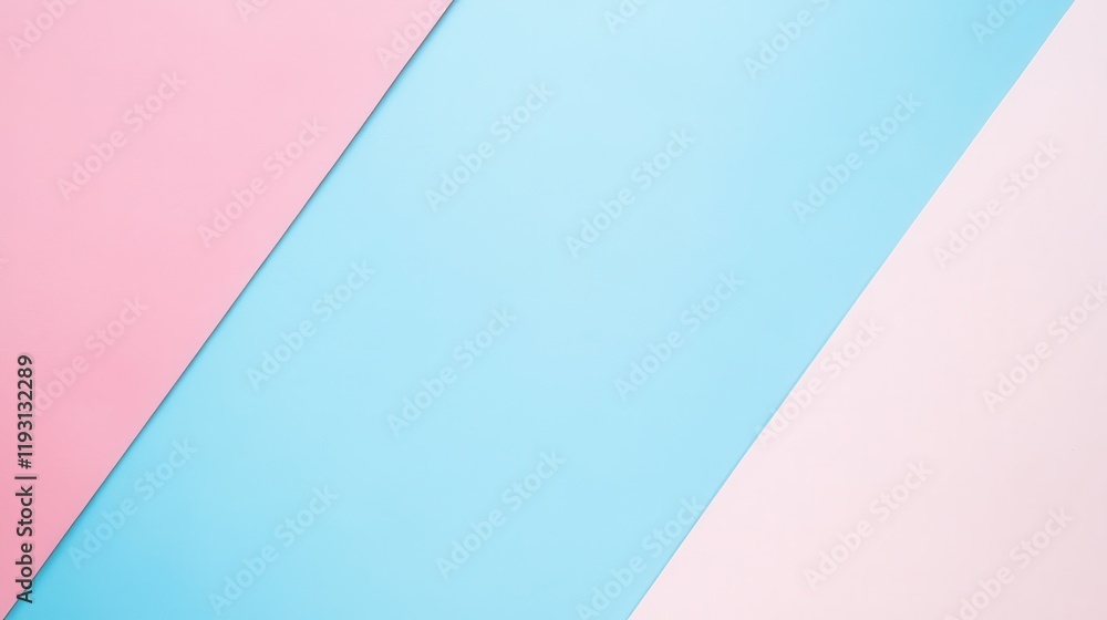 Poster Large blue and pink color fields with soft pencil strokes create a serene composition for calmness and inspiration