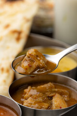 スプーンですくったチキンカレー